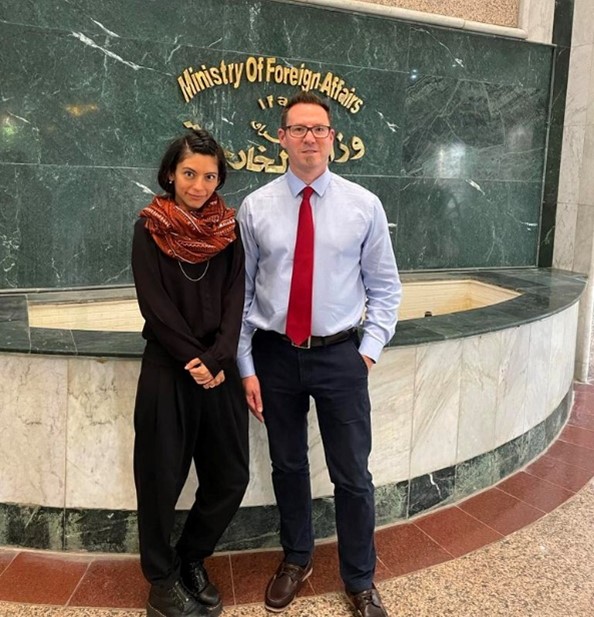 Dr Inna Rudolf and Dr Craig Larkin at the Ministry of Foreign Affairs