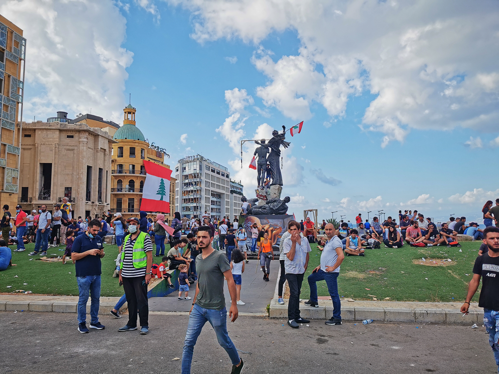 Protestors gather in Beirut's Martyrs' Square